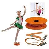 Cheerleading and Figureskating Trainer Stretching and Balance, 2 Pc. Set, Stretching, Disc Core Board and Flexibility Equipment Strap for Dance, Gymnastics, Turning, Stunt