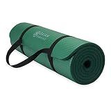 Gaiam Essentials Thick Yoga Mat with Easy-Cinch Strap (Green, 10mm)