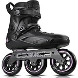 Adult Inline Skate - COSMOID High Performance Roller Skates Blades for Women & Men, 3 Wheels 110mm Metal Frame,Indoor Outdoor and Fitness Black,Size 5-14.5