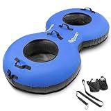 GoSports Heavy-Duty 2 Person Floating River Tube with Premium Canvas Cover-Commercial Grade Double River Tube-Blue