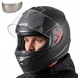 VEVOR Full Face Motorcycle Helmets, Adult Motocross Dirt Bike Helmet with Clear Visor, Lightweight Comfortable Motorcycle Street Bike Helmet for Men and Women - DOT Approved (M Size)