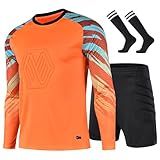 GEF1573ANTU Soccer Goalie Jersey and Shorts Set for Boys,Long Sleeve Goalie Uniform Kit for Kids and Youth,Football Training Uniform