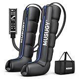 Musugy Sequential Leg Compression Massager for Circulation : Full Leg Air Compression Boots for Massage Therapy & Fatigue Relief - 9 Intensity, 6 Modes, 3 Timers for Athletes, Runners, Gym (Large)