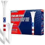 CHAMPKEY 5-Prong Plastic Golf Tees 120 Pack - Star and Stripe Marking System Golf Plastic Tees - Includes 100 Pcs 3-1/4" and 20 Pcs 1-1/2" Plastic GLF Tees (3-1/4")