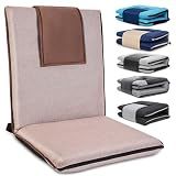 Floor Chair with Back Support 14-Position Adjustable Floor Chair Portable Ground Seating for Adults & Kids Foldable Meditation Seat with Japanese KOYO Bearings & Washable Linen Cover (Coffee)