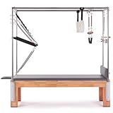 Pilates Reformer Machine with Tower, Wooden Pilates Reformer Workout Machine Trapeze Table for Home Gym, Pilates Equipment with Sitting Box, Jump Board