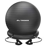 Trideer Exercise Ball Chair with Base & Resistance Bands for Home Gym, Stability Ball Seat for Core Workout and Back Support