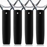 Blueweenly 4 Pcs Tennis Racket Handle Covers Black Tennis Racket Grip Cover Removable Protective Handle Wrap Non Slip Canvas Grip Protector for Active Players