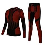 MEETYOO Women's Thermal Sets Winter Long Johns Warm Base Layer Top Bottom Cold Weather Gear Underwear, Red, Large