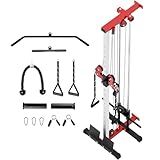 VANSWE Wall Mount Cable Station, 18 Positions Adjustable Dual Pulleys Wall Mounted Cable Machine with Removable Footplate