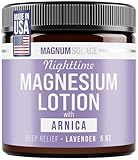 Magnum Solace Nighttime Magnesium Lotion with Arnica – Highly Concentrated Magnesium for Muscles & Joints – Apply to Legs or Feet Before Bed – Skin-Friendly