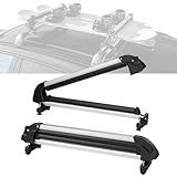 VEVOR Universal Car Roof Rack - Fit Most Crossbars, Carry up to 6 Pairs of Skis or 4 Snowboards, Aluminum Snowboard Ski Rack with Lock & Rubber Padding