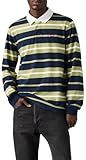 Levi's Men's Classic Long Sleeve Rugby Shirt, (New) Fuse Stripe Navy Blazer, Large Standard