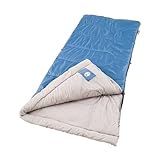 Coleman Sun Ridge 40°F Cool-Weather Sleeping Bag, Lightweight Adult Sleeping Bag with Soft Trim & Draft Tube, Machine Washable