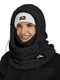 Bagavs Ski Mask Balaclava for Women Men Windproof Fleece Winter Face Mask Cold Weather Hat Neck Warmer (Black)