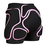 3D Protection Padded Shorts, Hip Butt Tailbone Crash Pad Pants, Impact Protective Gear for Figure Skating Snowboarding Ski Roller Skateboard (Pink, X-Small)