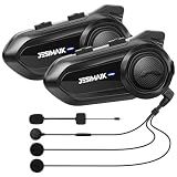 JESIMAIK Motorcycle Bluetooth Headset,2 Way Helmet Intercom Communication System, CVC8.0 Noise Cancellation Motorcycle Intercom with 2 Mics&40mm Speaker,Music Sharing, IP67 Waterproof, FM Radio(2Pack)