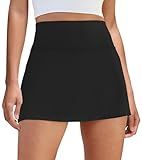 DLOODA Womens Skort Tennis Skirt with Pocket Shorts Mini Golf Skirts High Waisted Athletic Skorts Summer Workout Black