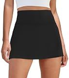 DLOODA Womens Skort Tennis Skirt with Pocket Shorts Black | Mini Golf Skirts, High Waisted, Built-in Shorts, Soft Comfortable Fabric, for Summer Casual, Athletic Workout, Pickleball