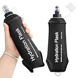 GYGYL Soft Flask, TPU Collapsible Soft Water Bottle for Hydration Pack, Running Vest, Leak-Proof Folding Water Bottle for Hiking Cycling Climbing Jogging-500ml Black, 2pcs