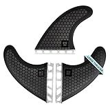 Surf Squared Large Surfboard Fins Set (3 Fins), Honeycomb Fiberglass Performance Fins, Compatible with Futures Single Tab - Ride as Twin or Thruster for Speed & Control