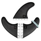 Surf Squared Large Surfboard Fins Set (3 Fins), Honeycomb Fiberglass Performance Fins, Compatible with Futures Single Tab - Ride as Twin or Thruster for Speed & Control