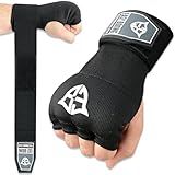 Easy Boxing Inner Gel Gloves, Hook and Loop Closure, Breathable Wrist Wraps for Boxing and MMA Training, Black, 80cm (L/XL)