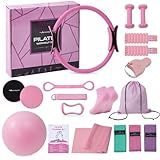 Home Pilates Kit Pilates Equipment Set, Better Yoga Pilates Essentials Kit for Women with 14.5" Pilates Ring, Ball, Resistance Bands, Ankle Weights, Dumbbells, Sliders, Stretch Band, Yoga Strap Socks