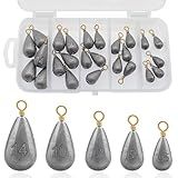 Fishing Weights Sinkers Kit, 5 Sizes 25pcs Bass Casting Drop Shot Weights Lead Fishing Weights for Catfish Saltwater Freshwater