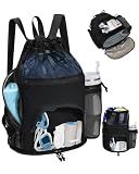 WANDF Swim Bag with Wet Pockets, Mesh Beach Backpack for Pool and Gym