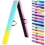 FC FUNCHEER 8FT Folding Balance Beam -Gymnastics Floor Beam -Gymnastics Equipment for Kids,Wood core- Anti-Slip Bottom and Carrying Bag for Home (Suede, Gradient Rainbow)
