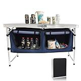 Camp Field Camping Folding Aluminum Table with Adjustable Legs,Outdoor Picnic Foldable Table for Travel Beach, Backyards, BBQ, Party and Gift... (Black)