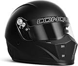 Conquer Snell SA2025 Approved Full Face Auto Racing Race Car Helmet - Adult | Men | Women | - Black / White / Silver