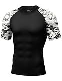 Roadbox Men's BJJ Rash Guard Short Sleeve, UPF 50+ Jiu Jitsu Compression Base Layer Swim Shirts for MMA No Gi Surfing
