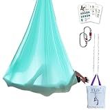 F.Life Aerial Yoga Hammock 6.5 yards Premium Aerial Sling Silk Fabric Yoga Swing for Antigravity Inversion Include Daisy Chain,Carabiner and Pose Guide (Turquoise)