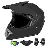 CARTMAN Matte Black Adult Full Helmet Medium, DOT Approved ATV Dirt Bike