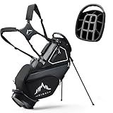 UNIHIMAL 14 Way Dividers Golf Stand Bag Lightweight, Golf Bag for Men Women with Multiple Pockets, Dual Strap and Rain Cover Hood (Black)
