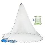 Yeahmart Handmade American Saltwater Fishing Cast Net with Heavy Duty Real Zinc Sinker Weights for Bait Trap Fish 3Ft Radius, 3/8 Inch Mesh Size