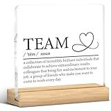 Team Appreciation Gifts for Coworkers Employees, Office Gifts for Women Men Staff Work Bestie Teachers Coaches, Teamwork Desk Decor Acrylic Sign for Home Office, 4 x 4 Inches