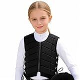 Kduplily Horse Riding Vest Kids Girls Equestrian Safety Vest Youth Children's Protector Horseback Riding Padded Competition Protection (US, Alpha, X-Small, Regular, Black)