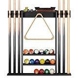 XCSOURCE Pool Cue Rack Only, Pool Stick Holder Wall Mount, 6 Pool Billiard Stick + Ball Set Wall Cue Rack, Made of 100% Solid Pine Wood, Compact Billiard Table Accessories for Man Cave