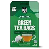 FGO Organic Green Tea, 100 Count Eco-Conscious Tea Bags, Caffeinated, Resealable Pouch, Packaging May Vary (Pack of 1)