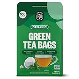 FGO Organic Green Tea, 100 Count Eco-Conscious Tea Bags, Caffeinated, Resealable Pouch, Packaging May Vary (Pack of 1)