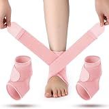 Honoson 2 Pcs Ankle Brace Kid Ankle Support Youth Neoprene Lace up Compression Sleeve Foot Brace Stabilizer with Adjustable Strap for Sport Sprained Plantar Fasciitis Achilles Tendonitis(Pink,S)