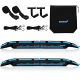 SOARIFY Universal Car Soft Roof Rack，Roof Pads Luggage Carrier for Kayak, Surfboard SUP, Canoe Include Storage Bag, 2 Quick Loop Strap, 2 Tie Down Rope, and 2 Heavy Duty Tie Down Straps
