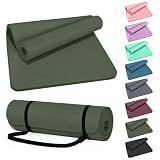 HULKFIT 1" Extra Thick Yoga Mat, High Density Non Slip Exercise Mat with Carrying Strap, Fitness Mat for Pilates, Fitness,Home Gym & Floor Workouts(Green Jasper)