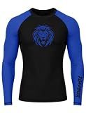 Roadbox Men's BJJ Rash Guard Long Sleeve, UPF 50+ Jiu Jitsu Compression Base Layer Shirts for MMA No Gi Surfing Swim