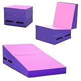 FDW Gymnastics Mat Incline Indoor/Outdoor Tumbling Mats yoga mat for Home Gym Folding Exercise Mat with Non-Slip Surface & Handles Cheese Wedge Mat