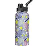 32 Oz Tennis Sports Water Bottle, 18/8 Wall Vacuum Insulated Stainless Steel Tumbler with Straw Lid & Spout Lid, Leak Proof, BPA Free