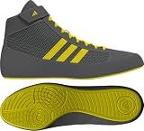 adidas HVC 2 Wrestling Shoes, Grey/Yellow, Adult 16